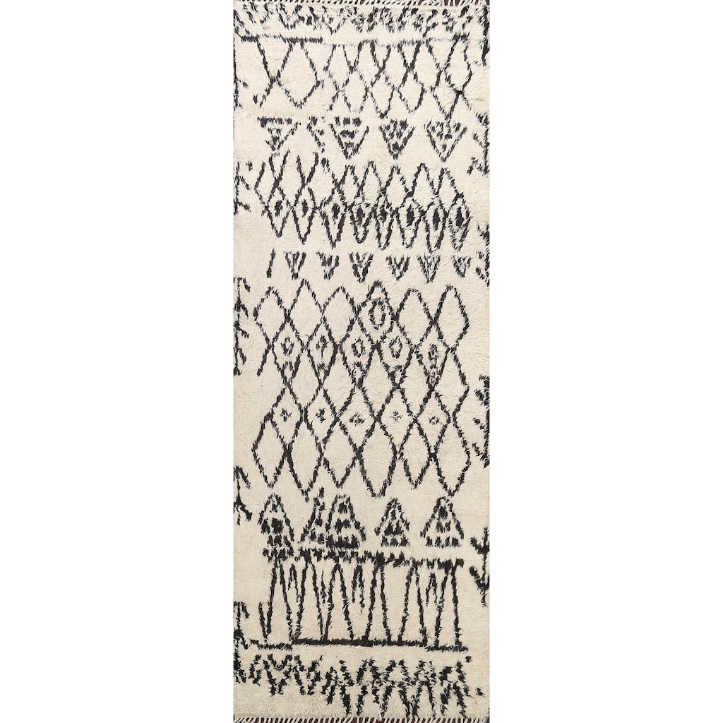 Vegetable Dye Moroccan Berber Oriental Wool Runner Rug Hand-knotted - 4'9" x 11'7"