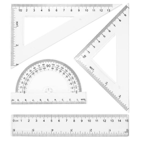 Triangular Ruler Set Without Divisions Triangular Ruler Set Plastic Ruler Protractor Triangle Ruler - White ...