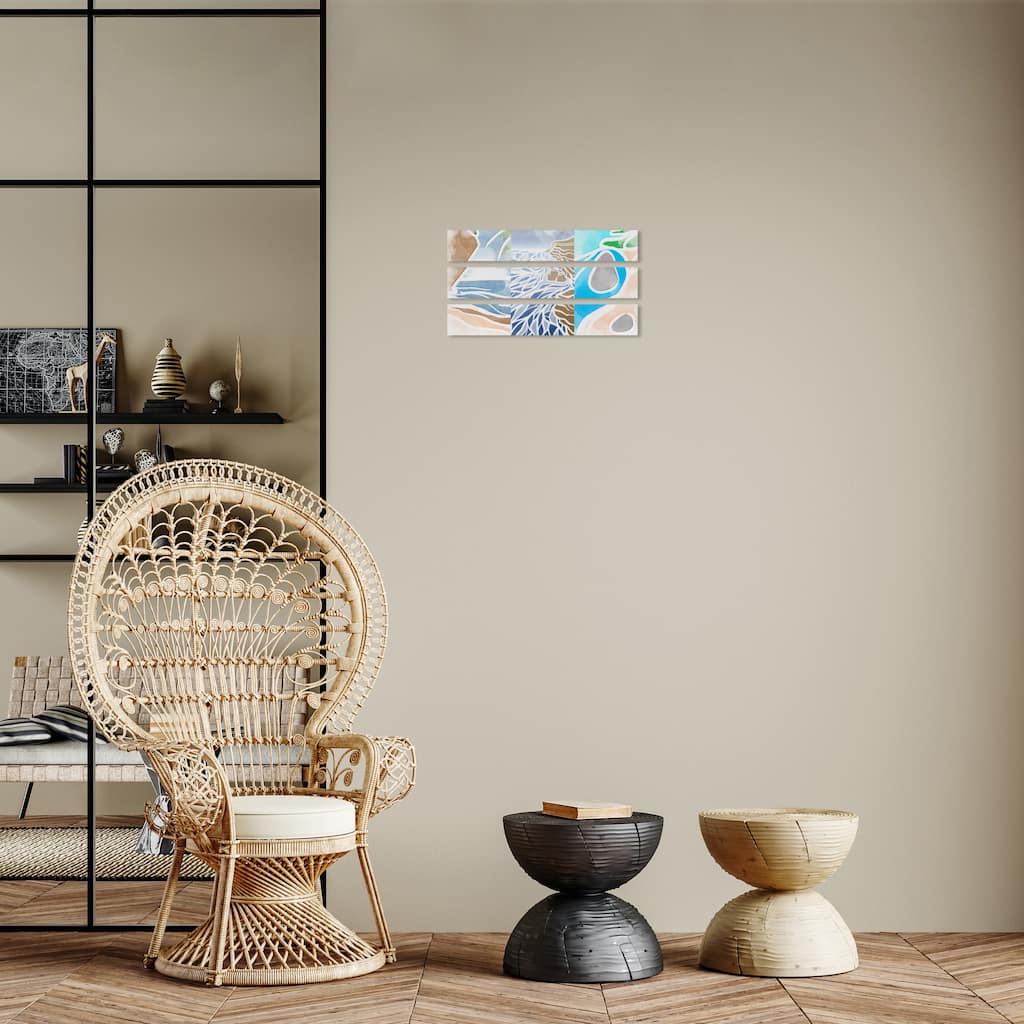 Wynwood Studio Canvas Abstract Shores and Cliffs Set Blue and Tan Modern & Contemporary Wall Art Canvas Print