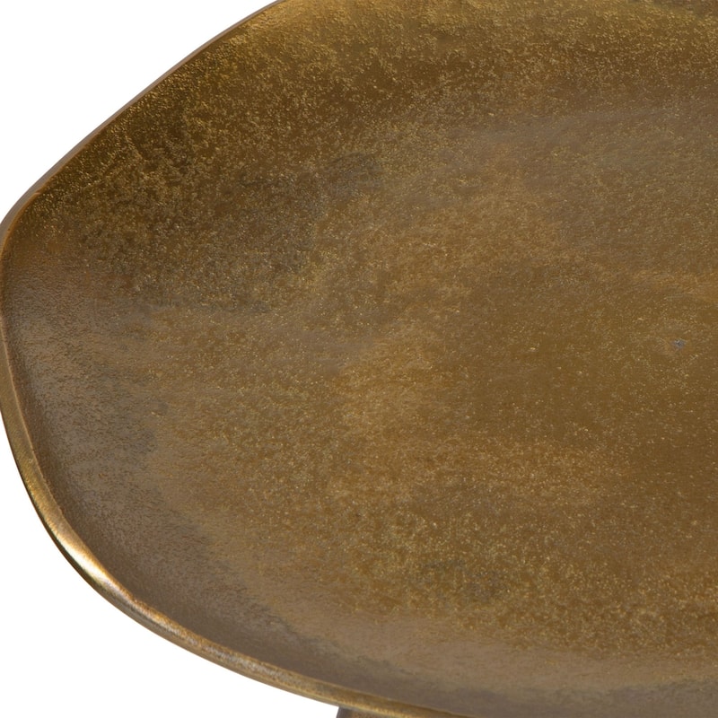 Lily Pad Round End Table - 21" - Antique Brass