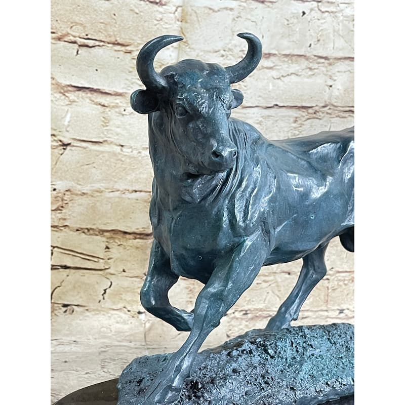 Wall Street Bull Green Patina Bronze Statue Sculpture Figure Stock Market 11 Inches X 16 Inches