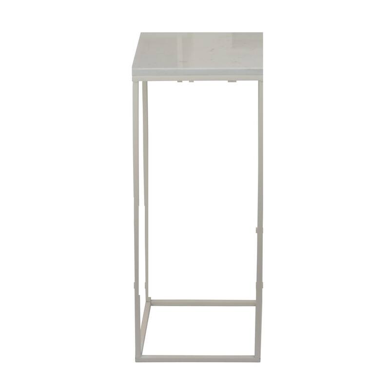 Plant Stand Table Set of 3, White Marble, Metal Frames, Square Tops