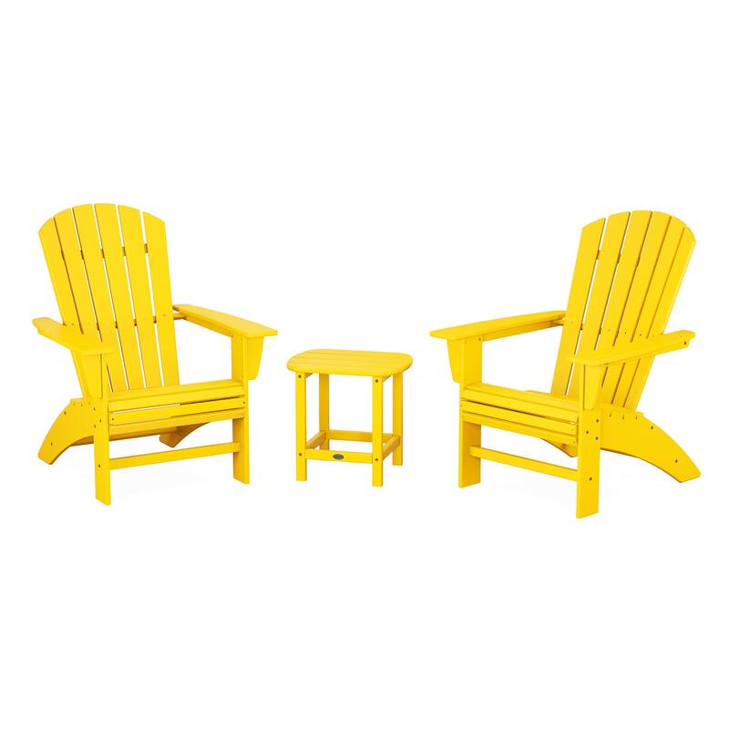 POLYWOOD Nautical 3-piece Adirondack Chair and Table Set - Lemon