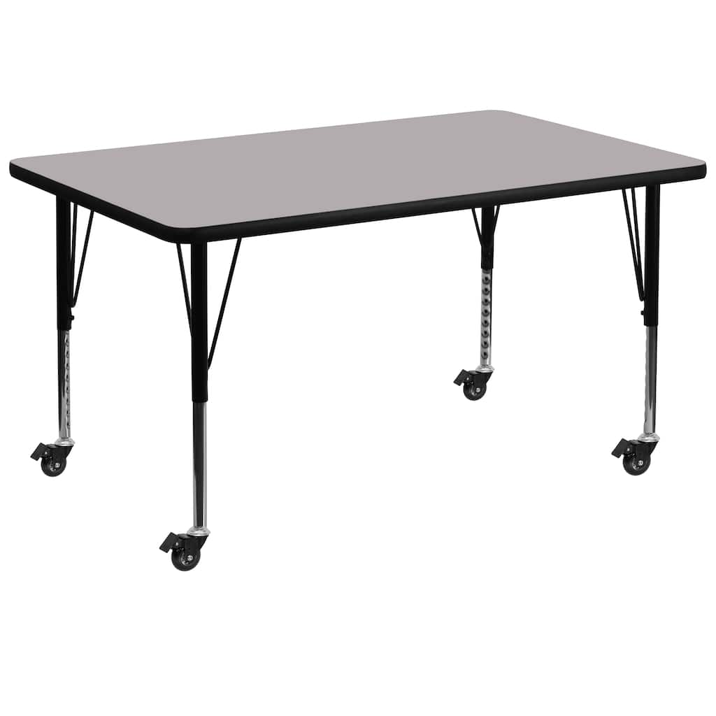 Mobile 36''W x 72''L Thermal Laminate Activity Table - Adjustable Short Legs