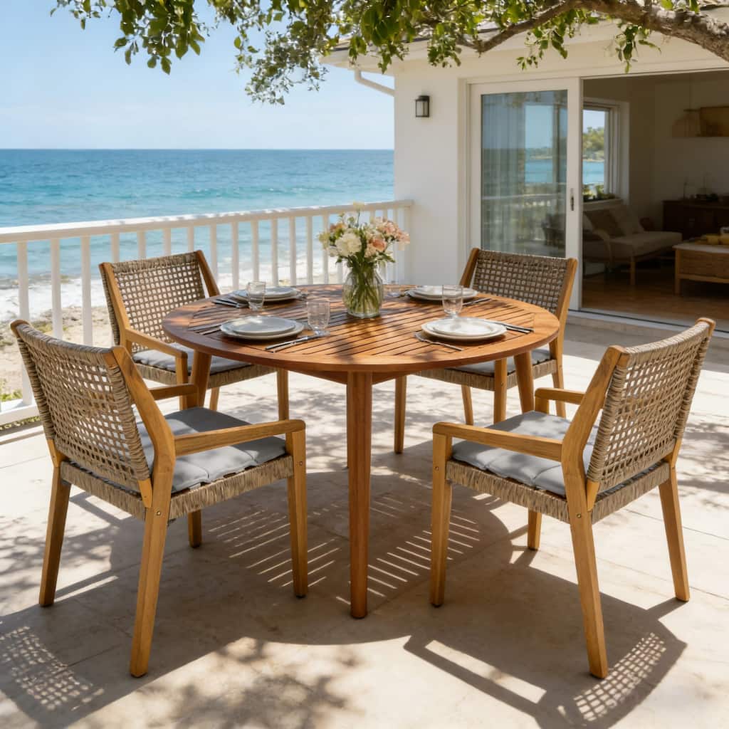 Christopher Knight Home- Blackthorne Acacia Wood Outdoor 5-Piece Dining Set