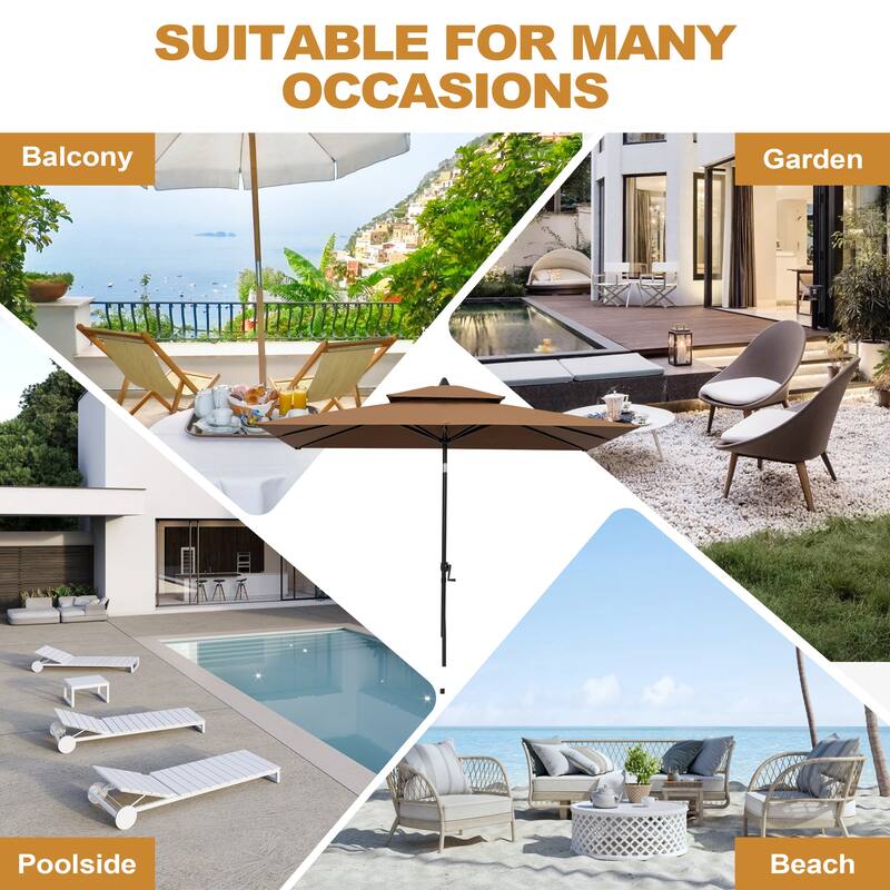 Pellebant 9 x 5 Ft Outdoor Double Top Market Umbrella