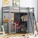 preview thumbnail 2 of 12, Twin Loft Bed with Wardrobe, Desk & Shelves, Gray