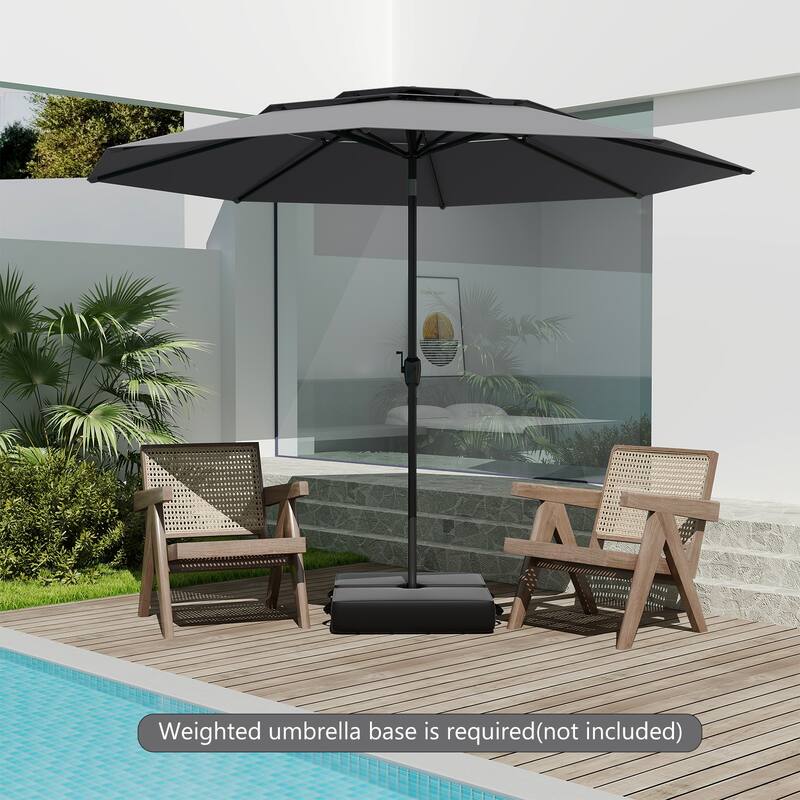 10 Ft Patio Umbrella with Crank and Tilt Vented Polyester Canopy for Backyard and Pool Shade