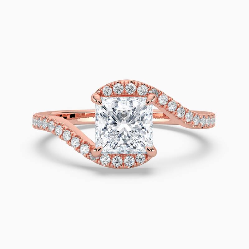 Auriya 14k Gold Princess Lab Grown Diamond Bypass Engagement Ring 1.00 to 5.00 ct. tw. (F-G, VS) - 2.00 carats - Rose - 5.5