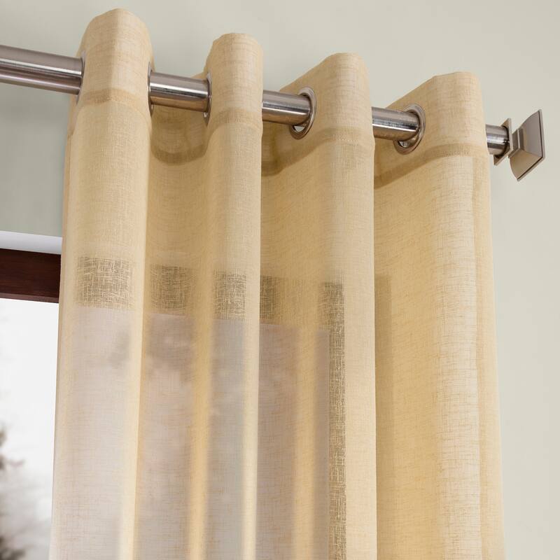Exclusive Fabrics Grommet Solid Faux-linen Sheer Curtain (1 Panel)