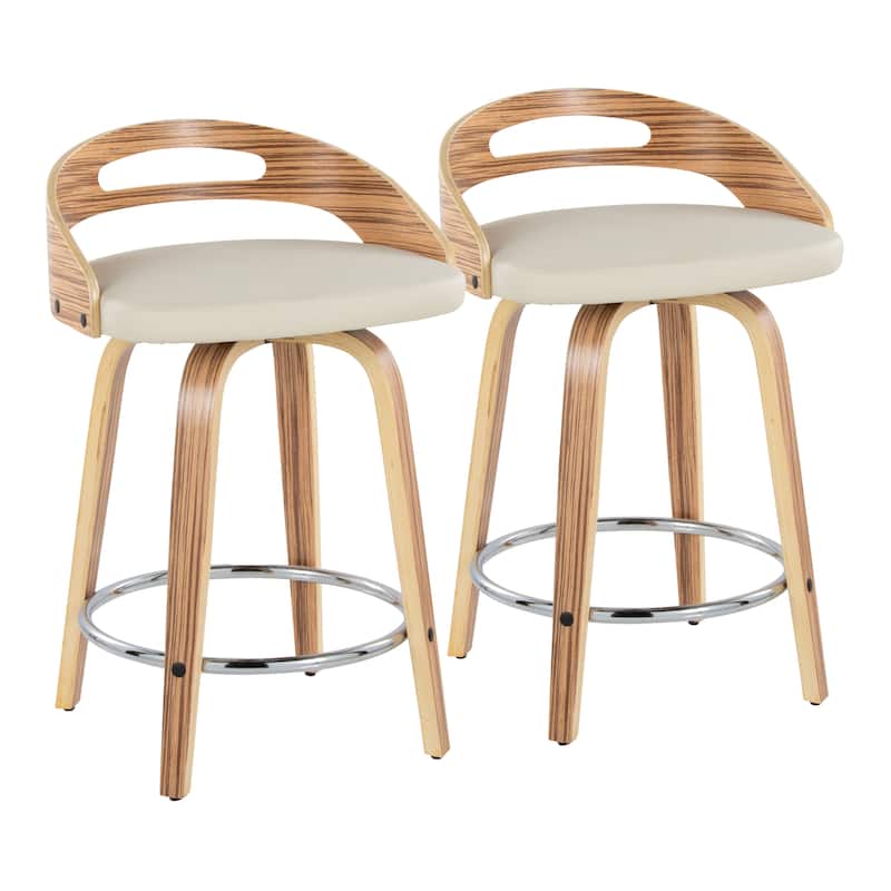 Carson Carrington Sadie 24" Fixed-Height Counter Stool with Bent Wood Legs & Round Footrest (Set of 2)