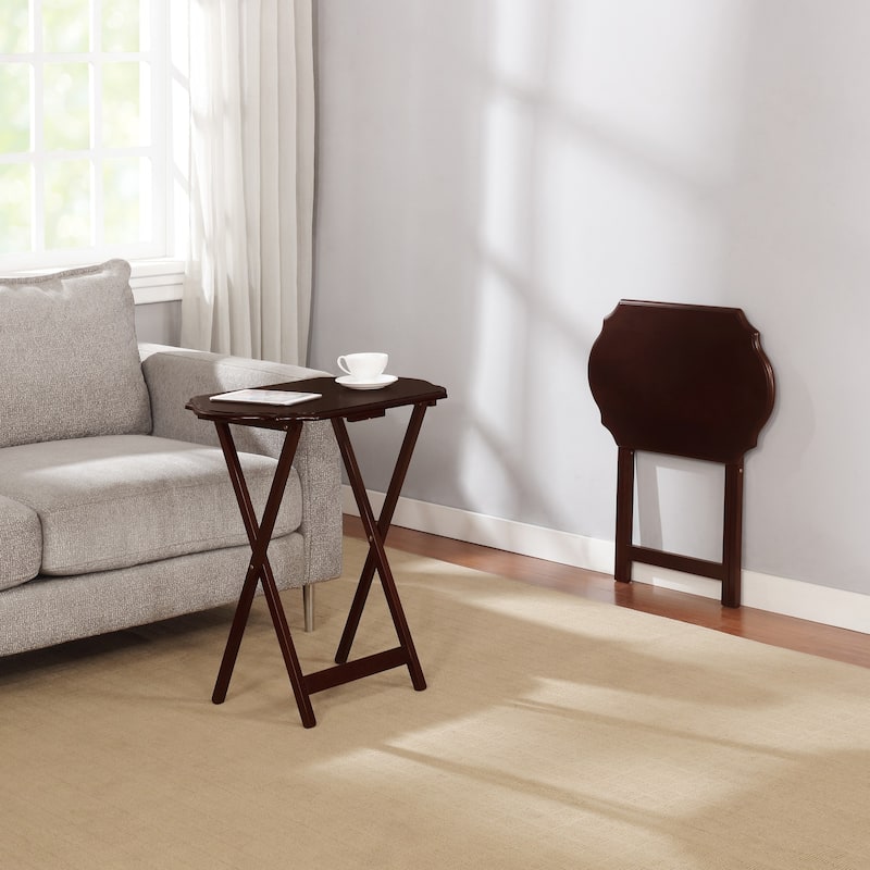 Foldable Snack Tray Tables - 26.25" - Espresso Brown - Set of 2