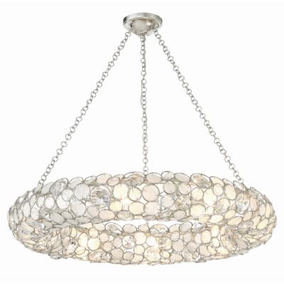 Palla 8 Light Antique Silver Chandelier - 32"W x 5.25"H x 32"D