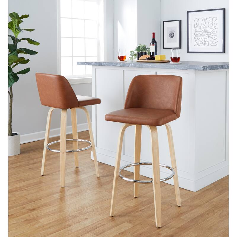 Carson Carrington Vallberga 30" Fixed-Height Bar Stool with Natural Wood Base (Set of 2)