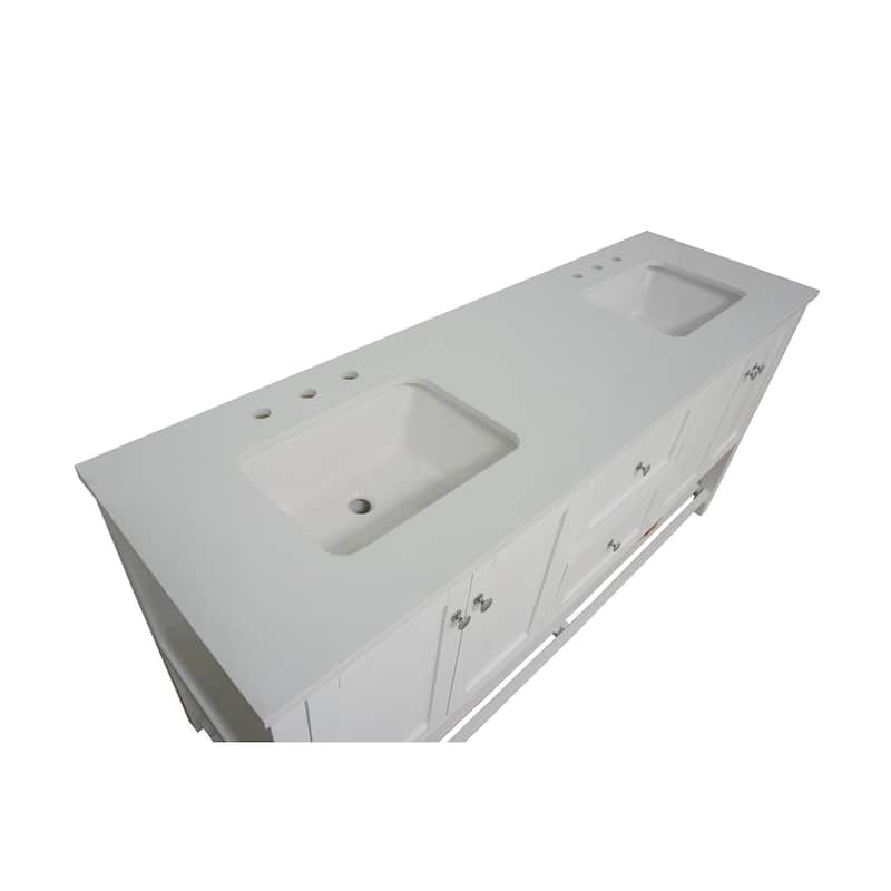 KitchenBathCollection Lakeshore 72" Double Bathroom Vanity with Engineered White Top