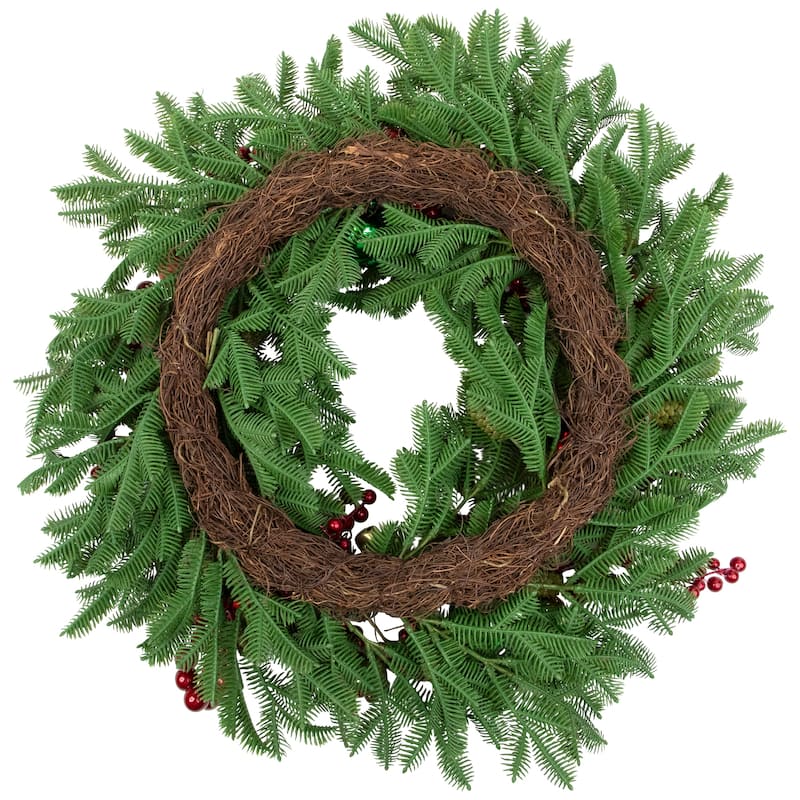 Pine with Ornaments and Berries Artificial Christmas Wreath - 24" - Unlit