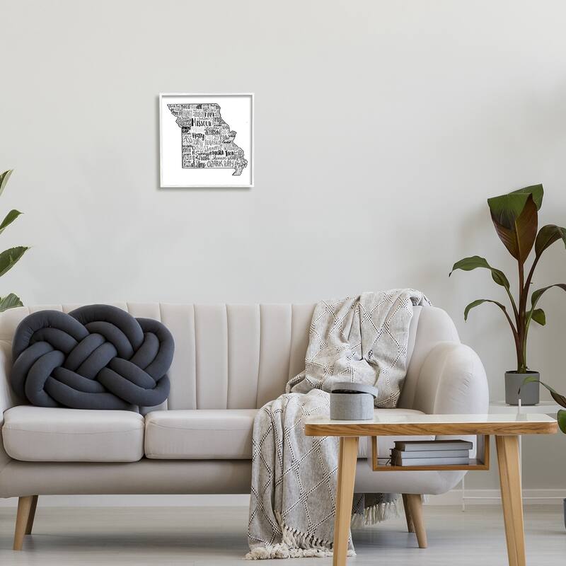Stupell Various Typography Missouri State Framed Giclee Texturized Wall Art, Design By The Saturday Evening Post