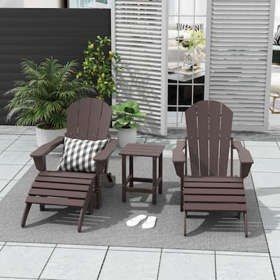 POLYTRENDS Laguna All Weather Poly Outdoor Patio Adirondack Chair Set - with Ottomans and Side Table (5-Piece)