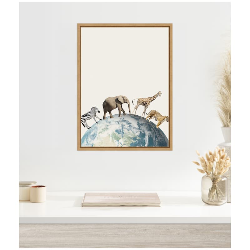 Kate and Laurel Sylvie Animals Walk Across the Planet Framed Canvas by July Art Prints