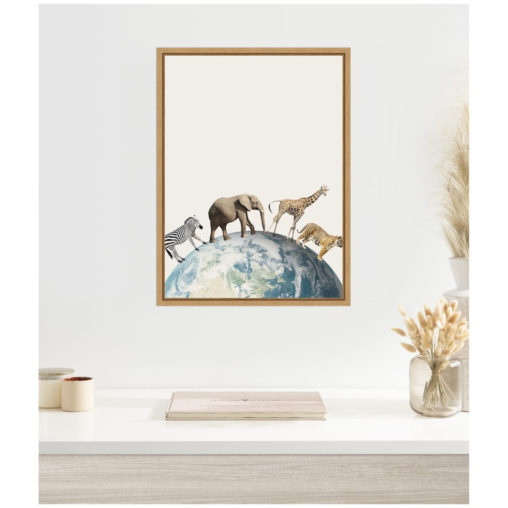 Kate and Laurel Sylvie Animals Walk Across the Planet Framed Canvas by July Art Prints