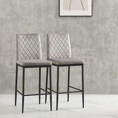Set of 2 Velvet Upholstered Barstools Bar Stool with Metal Legs Livingroom Kitchen Stool Counter Height Dining Chair