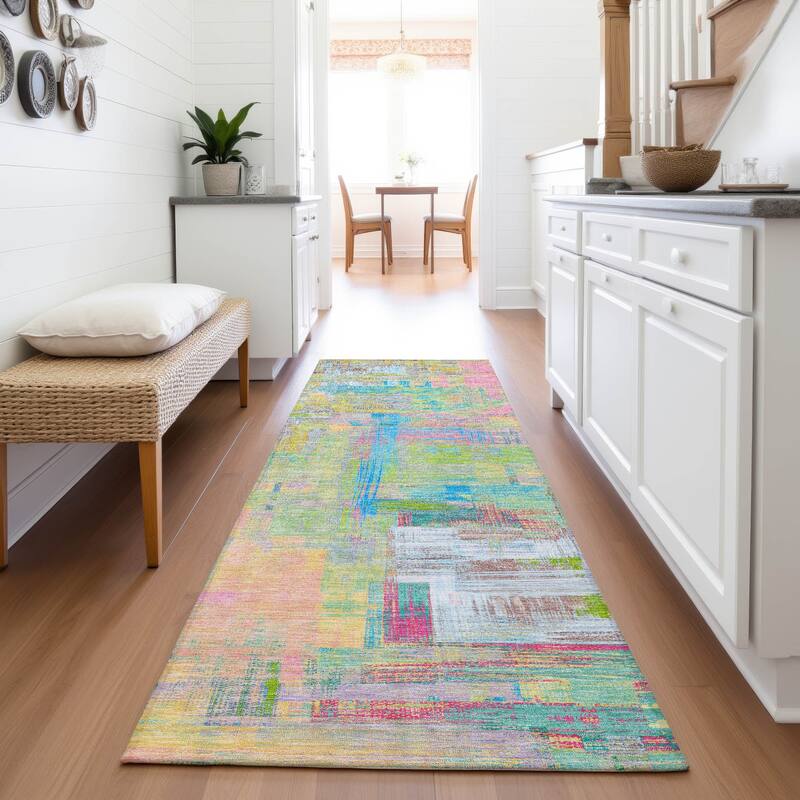 Premium Washable Super Soft Abstract Glam Mayfield Rug - Pink - 2'3" x 7'6"