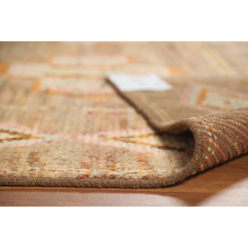 Moroccan Oriental Area Rug Hand-Knotted Brown Modern Wool Carpet - 7'0" x 9'6"