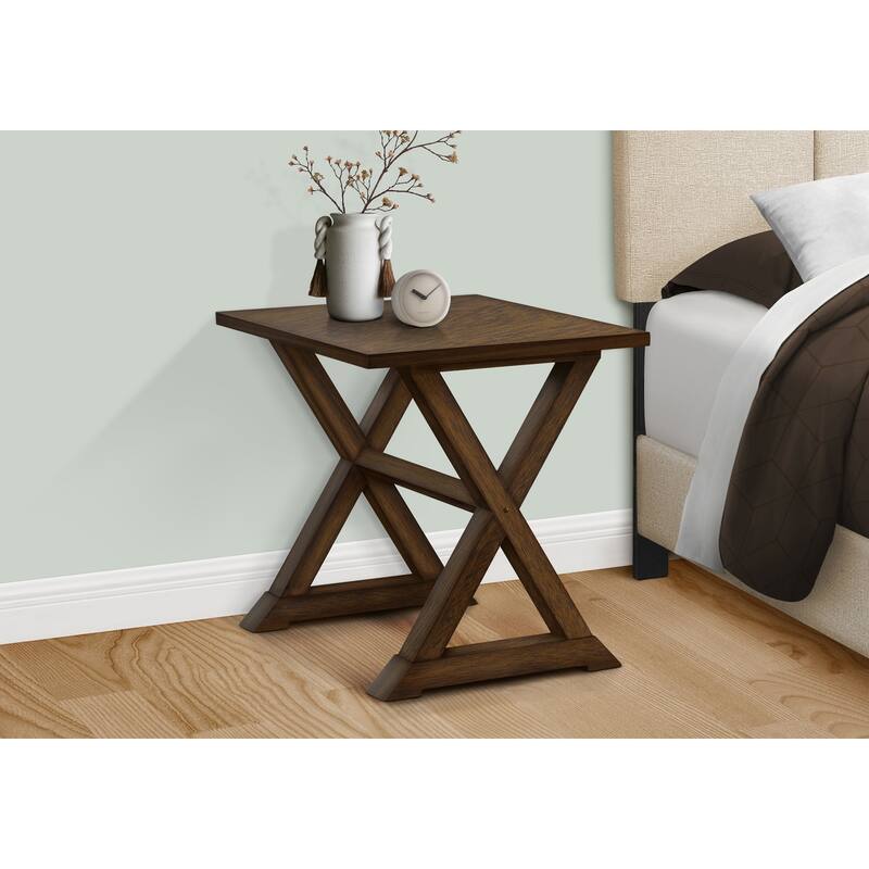 Transitional Square Accent Table, End Table Side Table for living room, Nightstand for Bedroom, Solid Wood Base
