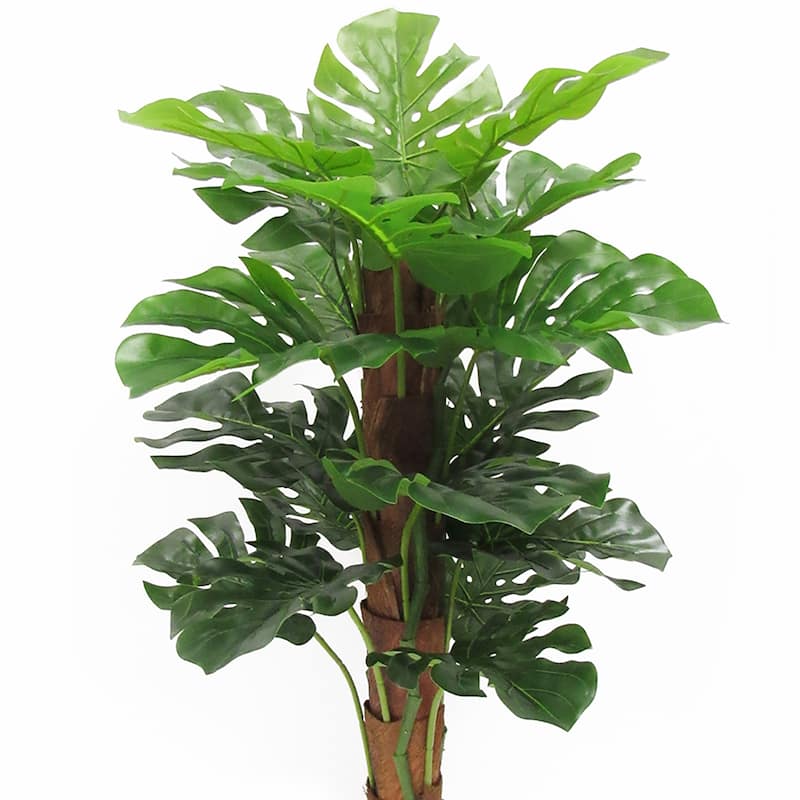 3ft Real Touch Artificial Monstera Split Leaf Philodendron Tree Plant with Coco Bark in Black Pot - 34" H x 20" W x 20" DP