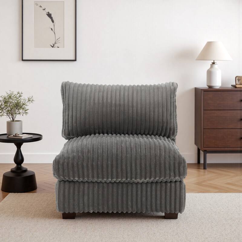 Cotton Flannel corner Sofa Armless Modular Sectional Sofa Seamless Combination - Light Grey-Armless - Symmetrical