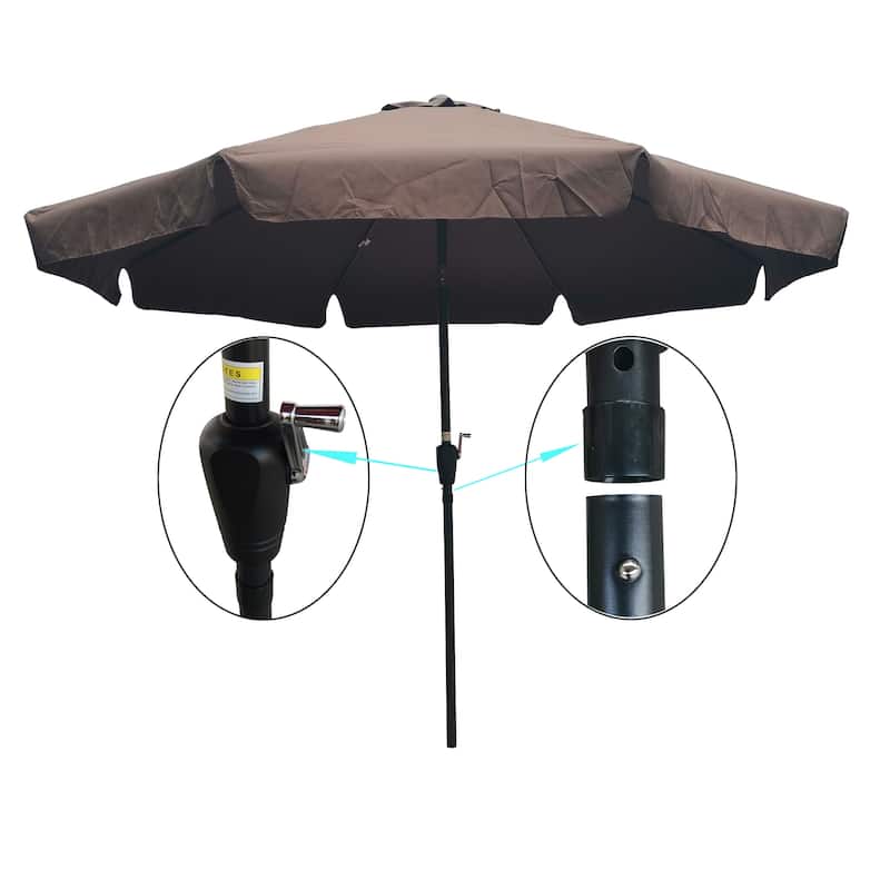10 ft Patio Umbrella Market Table Round Umbrella Outdoor Garden,Beige / Chocolate / Bright Red / Brown