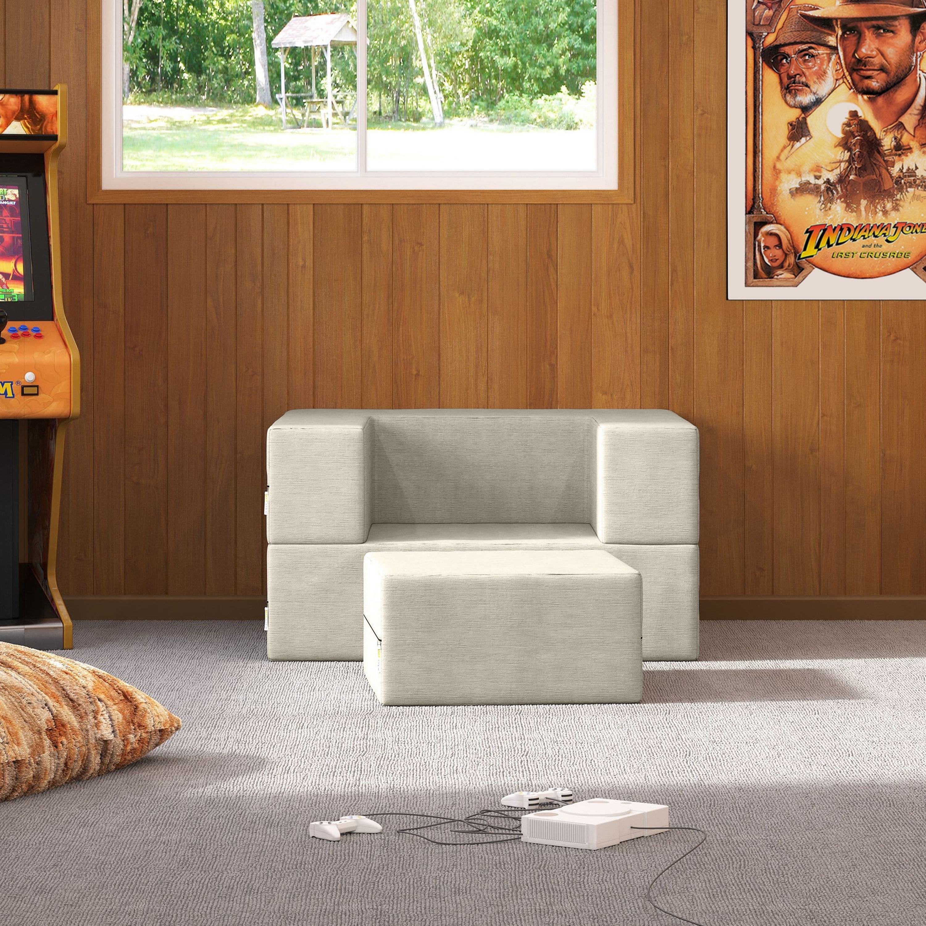 Jaxx Zipline Convertible Sleeper Chair, & Ottoman/ Twin-size Bed