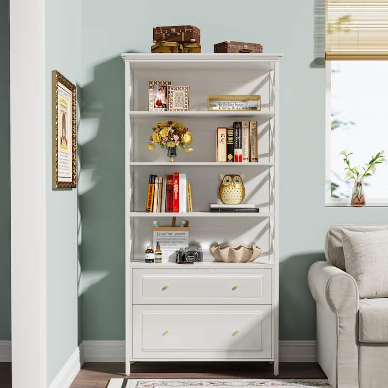 2 Drawer Black File Cabinet with Storage Shelves