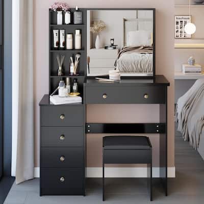 37" Middle Size Left Bedside Cabinet Vanity Table