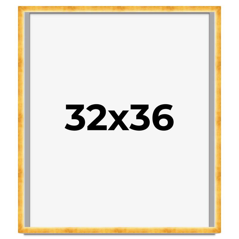 32x36 Shadow Box Frame Gold | 1.625 Inches Deep Real Wood Traditional