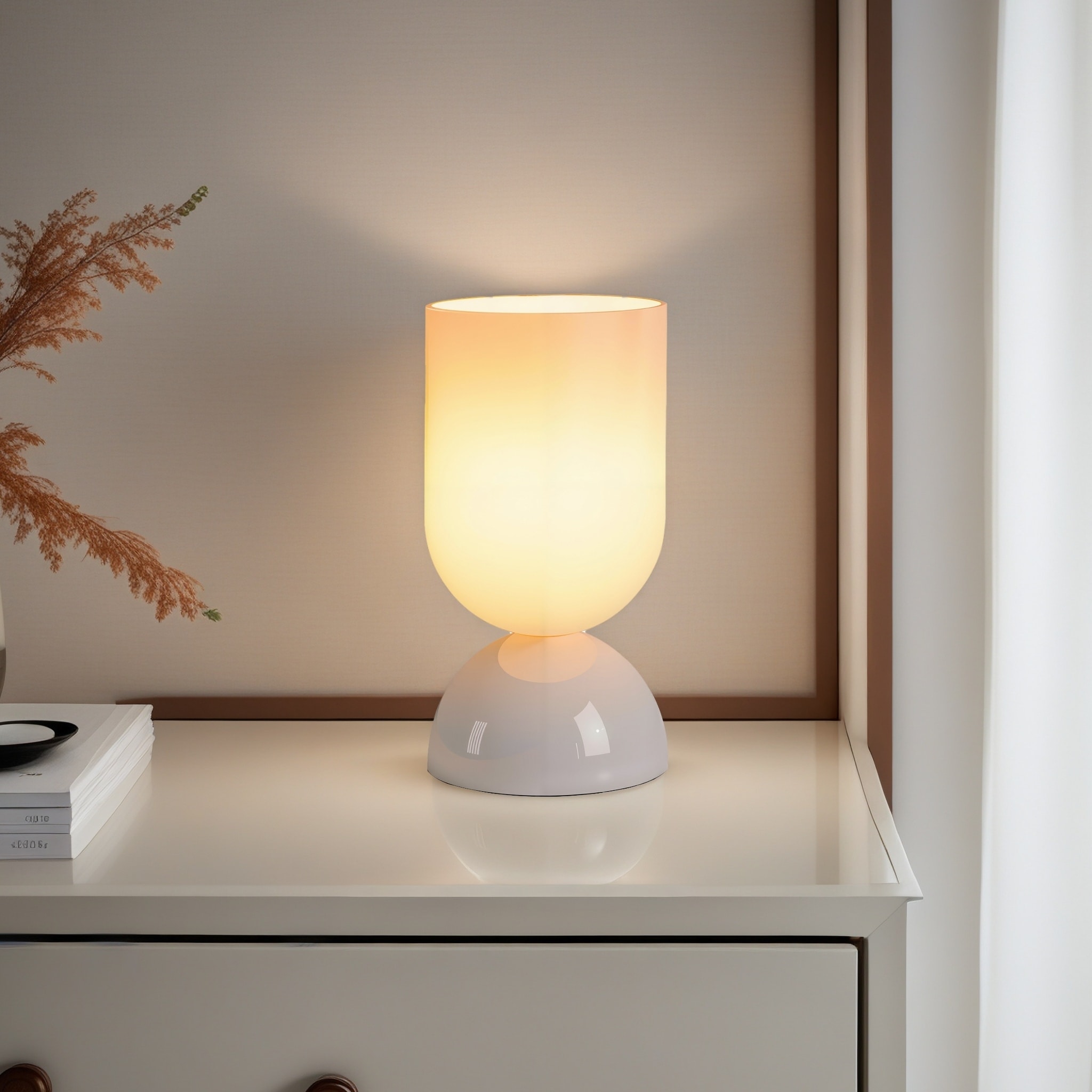8.9" Modern Glass Table Lamp - Dimmable Desk Lamp for Bedroom & Living Room, UL Certified