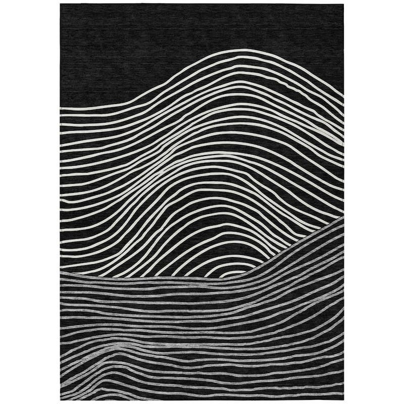 Machine Washable Indoor/ Outdoor Modern Arches Chantille Rug