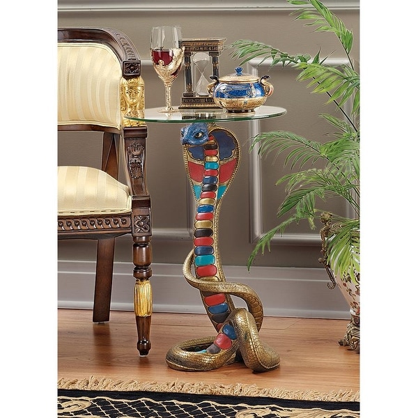 Design Toscano Renenutet Egyptian Cobra Goddess Glass-Topped Table
