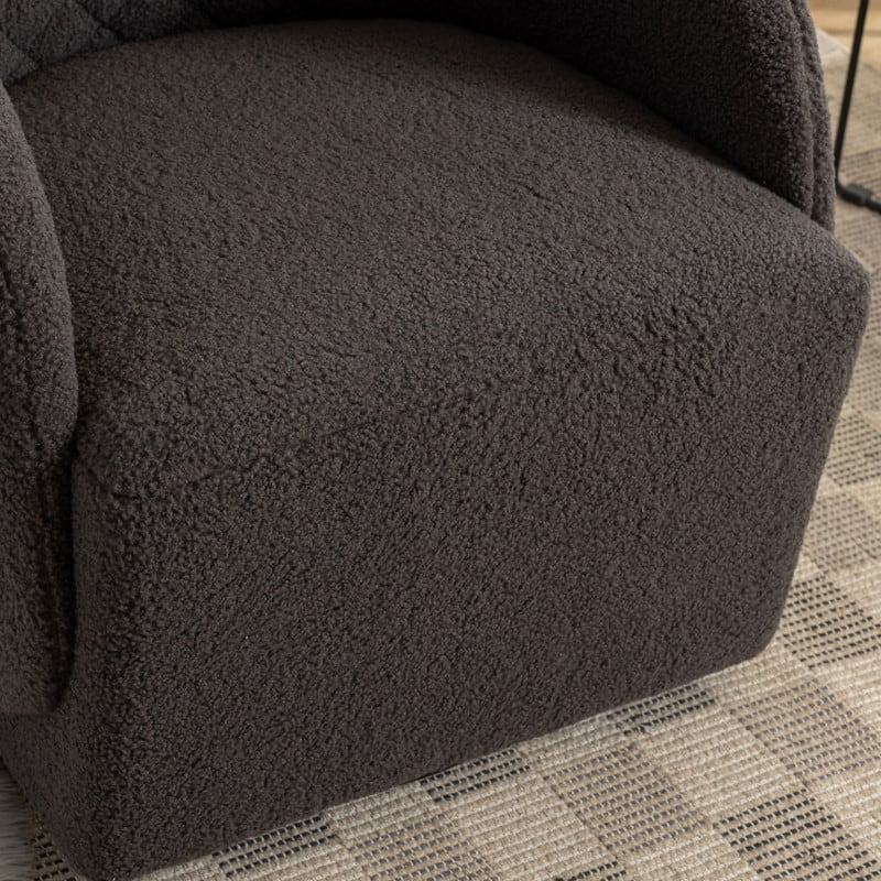 21.06"Seat Width Soft Teddy Fabric Swivel Chair For Living Room