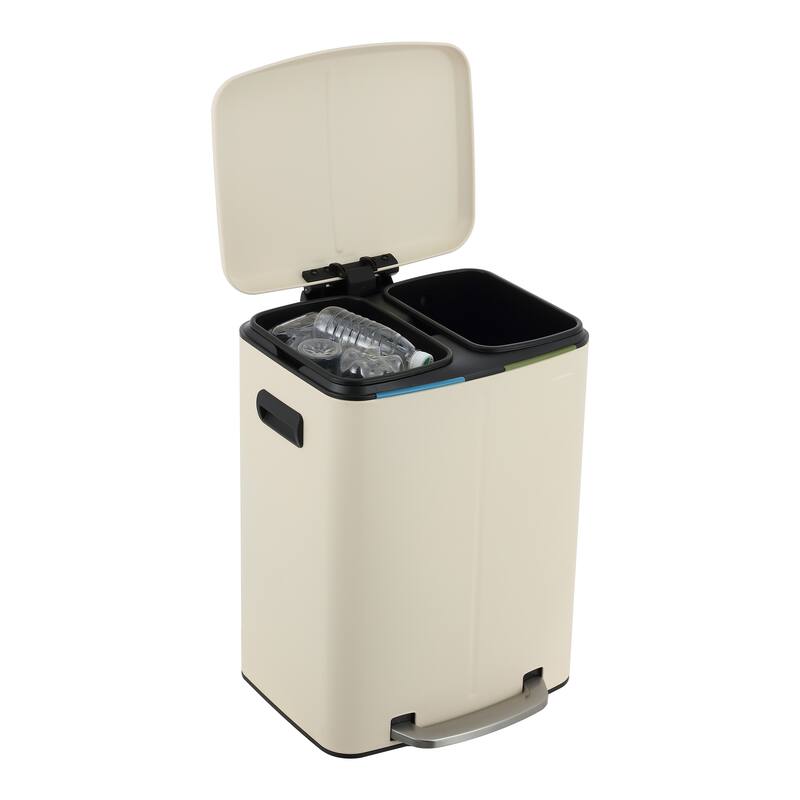 happimess 10.6-Gallon Double Bucket Trash Can with Soft Close Lid