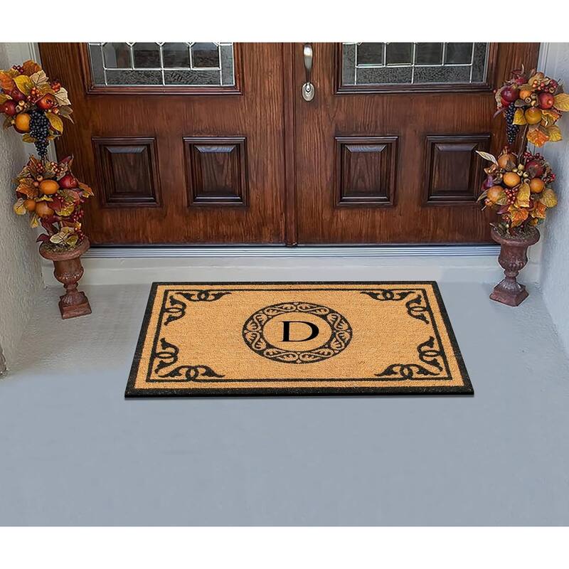 A1HC Natural Coir Monogrammed Anti-Shed Front Doormat 24" x 39"