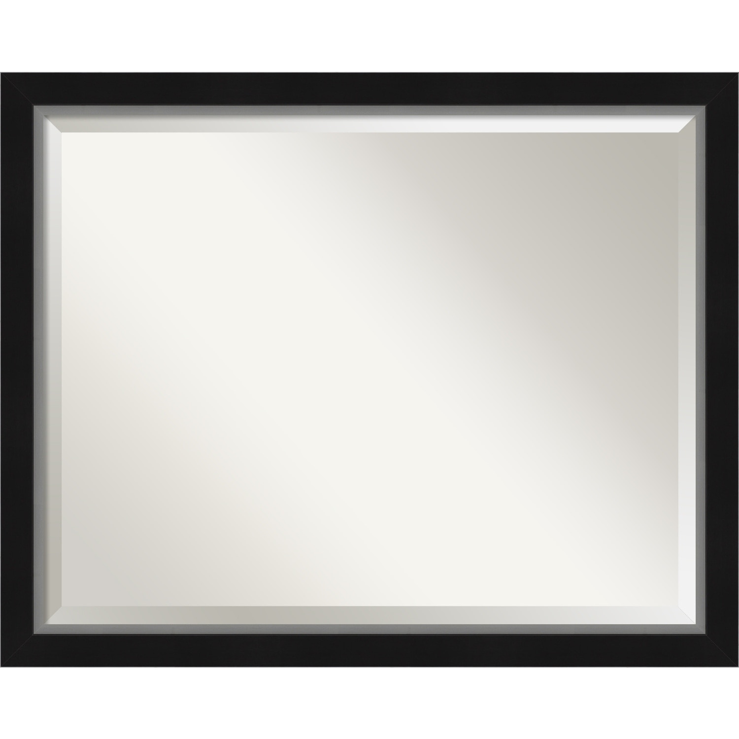 Beveled Bathroom Wall Mirror - Eva Black Silver Narrow Frame