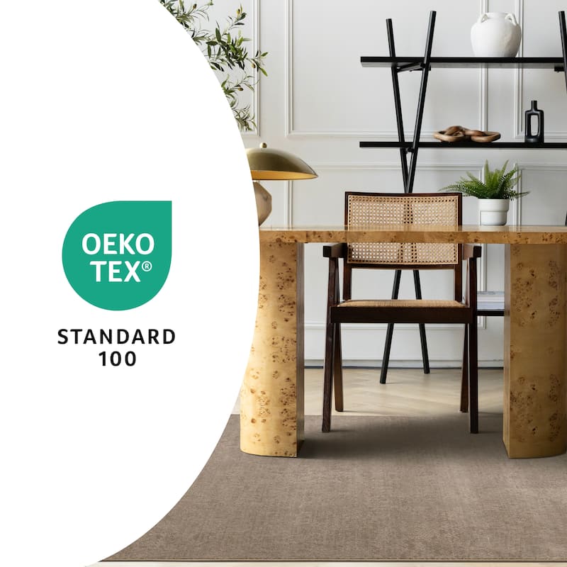 Green Taupe Striped Geometric Shapes Desne High-Traffic Rug