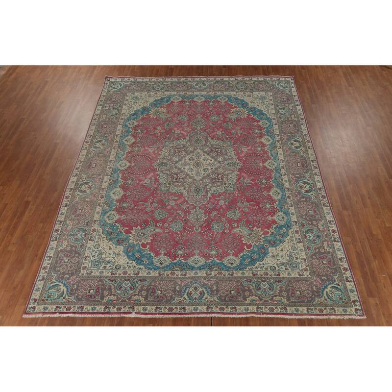 Tabriz Persian Vintage Area Rug Handmade Wool Carpet - 10'1"x 12'10"
