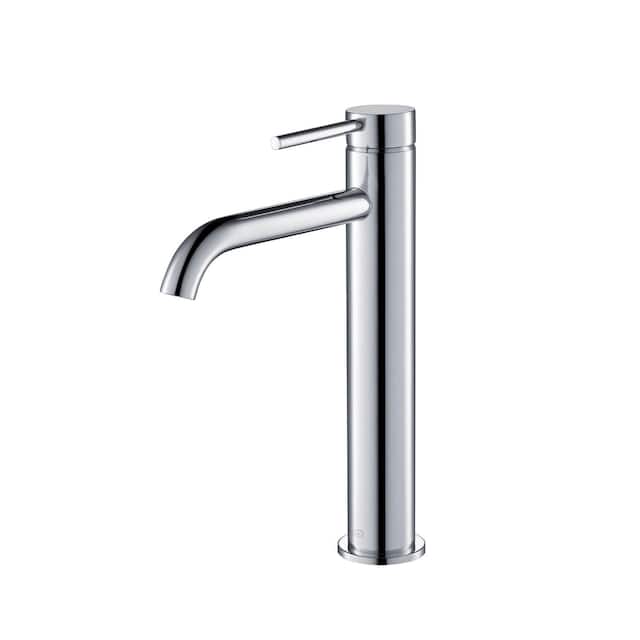 Luxury Solid Brass Single Hole Bathroom Vessel Sink Faucet - Chrome
