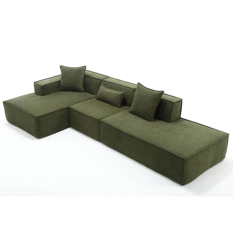 129.5'' Minimalist Modular L-Shaped 4 Seater Sectional Sofa Set with Chaise, Versatile Free-Combination Design