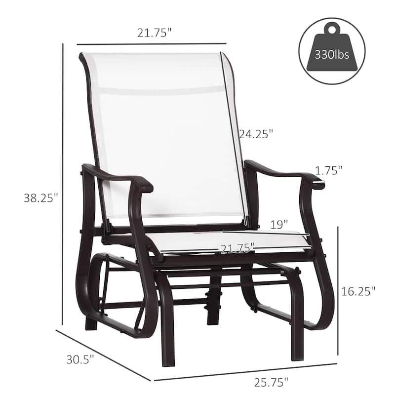 Outsunny Outdoor Swing Glider Chair, Patio Mesh Rocking Chair with Steel Frame for Backyard, Garden and Porch