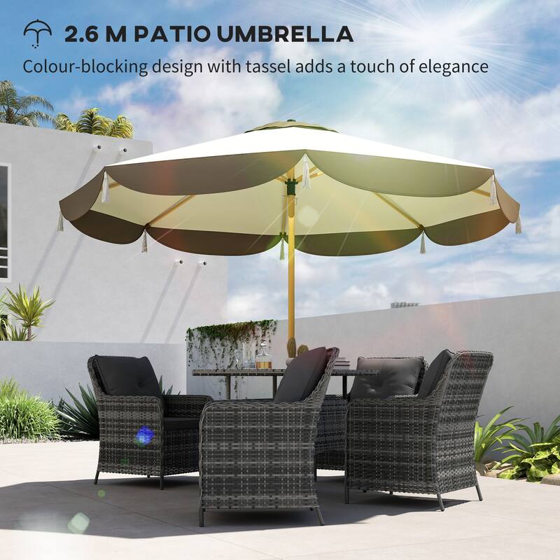 8.7 ft Cream White Outdoor Patio Umbrella with Vent Top and Steel Ribs Adjustable Two-Section Pole - Dia 8.7' x 7.7' H