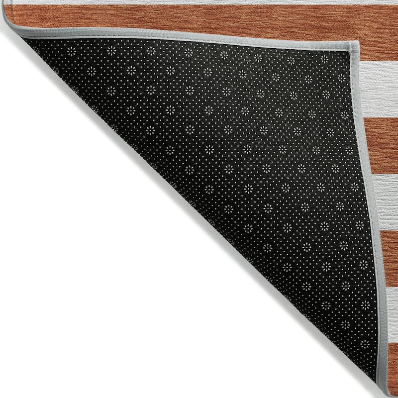 Machine Washable Indoor/ Outdoor Cabana Striped Chantille Rug