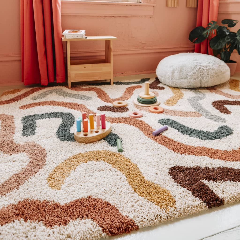 Duret Abstract Lines Contemporary Shag Area Rug
